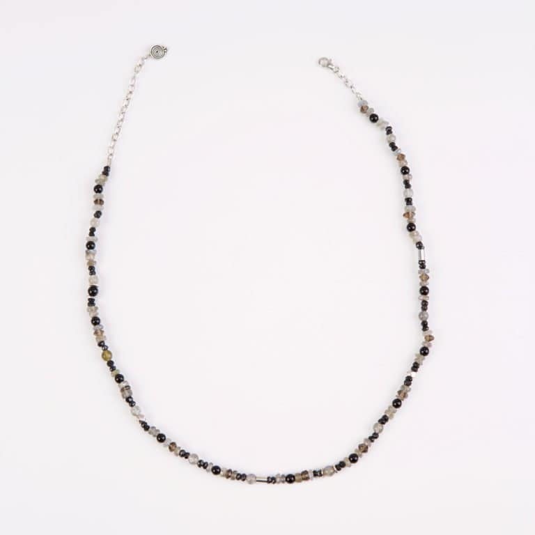 Kette mit Rauchquarz, Labradorit und Spinell