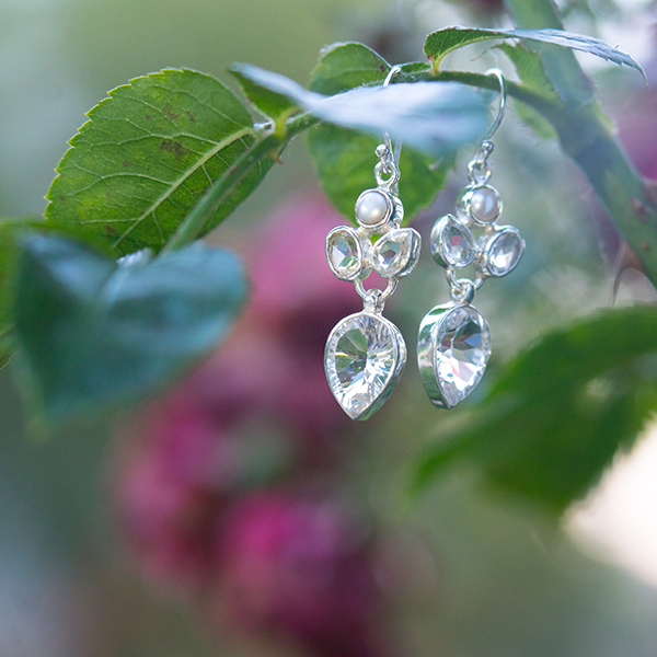 Ohrhänger mit Kristall und Perle