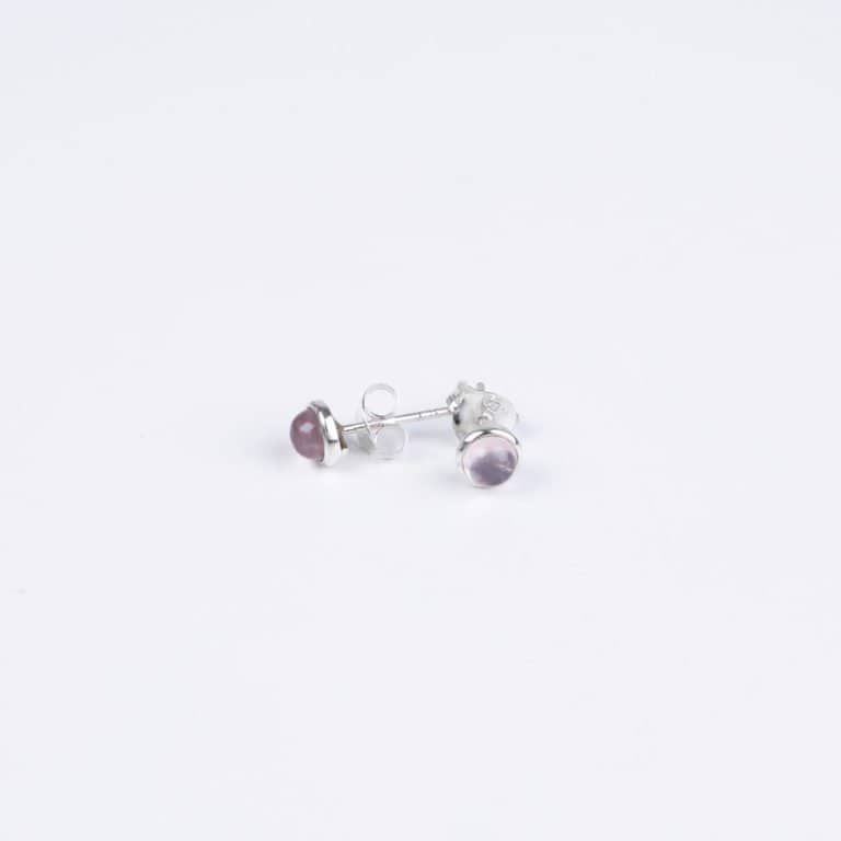 Stud earrings with rose quartz made of 925 silver