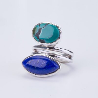 Ring Silber mit Türkis/Lapis Lazuli