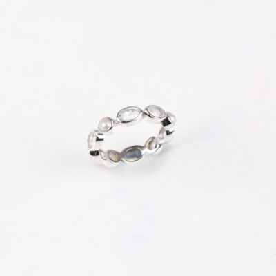 Ring silber mit mondstein/kristall/perle 1