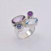 Ring with amethyst, blue topaz & iolite made of 925 silver - Image 2