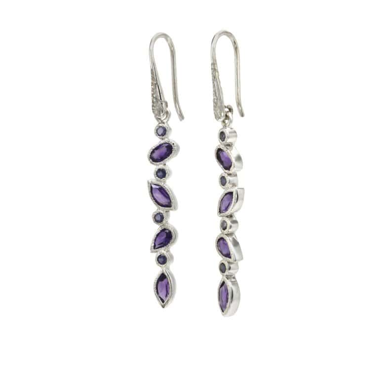 Ohrhänger mit Amethyst & Iolith aus 925 Silber