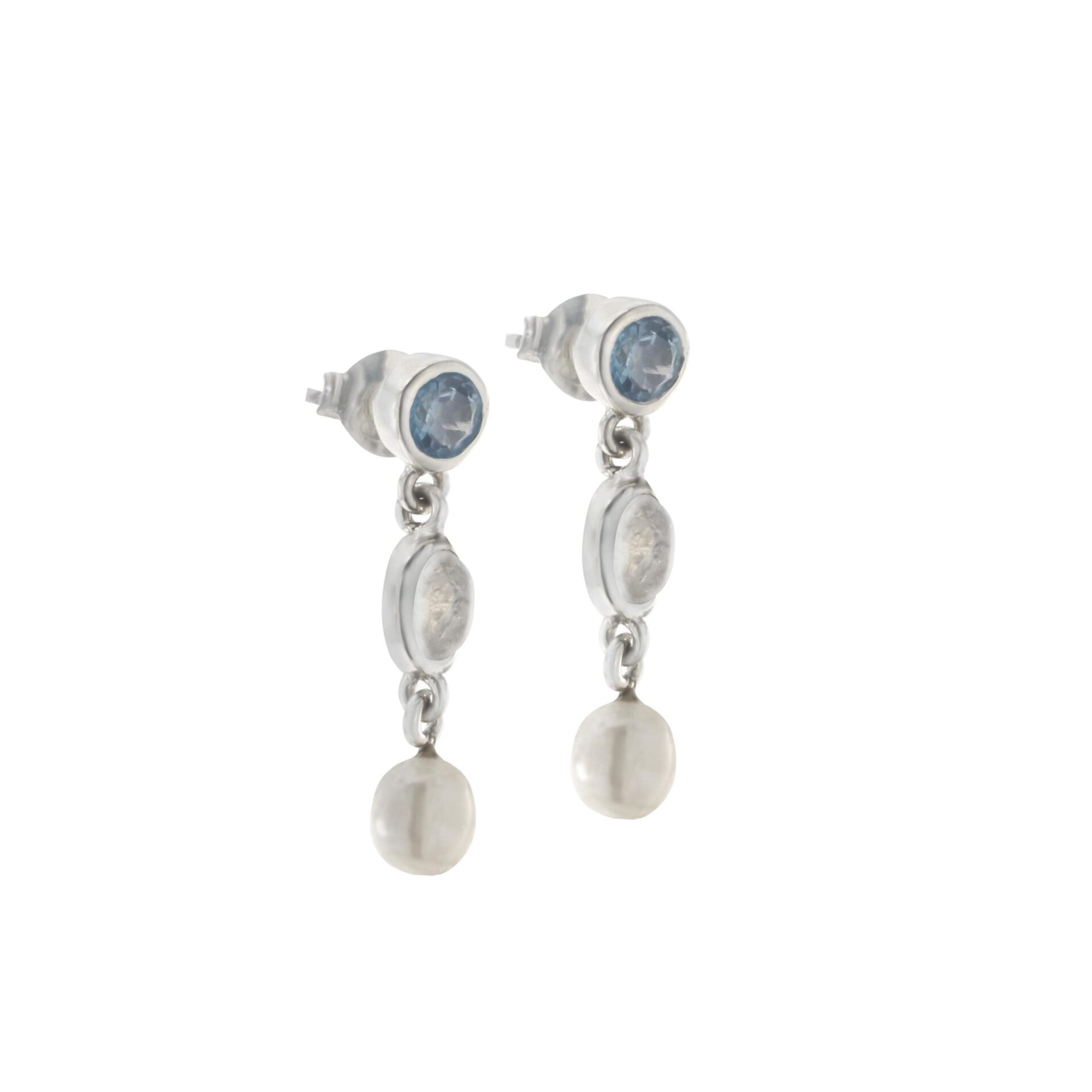925 Jewels Silber Perle Topas, mit – aus Blauem Joya Mondstein Hänger & Ohrstecker