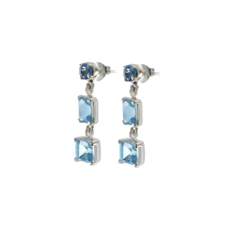 Ohrstecker Hänger mit Blautopas aus 925 Silber