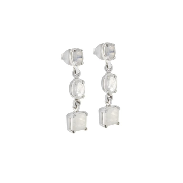 Ohrstecker Hänger mit Mondstein aus 925 Silber