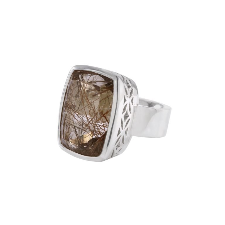 Ring mit Kupfer-Rutilquarz aus 925 Silber
