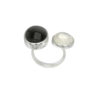 Ring with moonstone & black star made of 925 silver