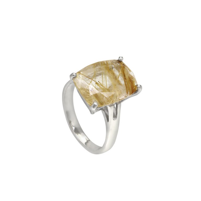 Ring mit Gold-Rutilquarz aus 925 Silber