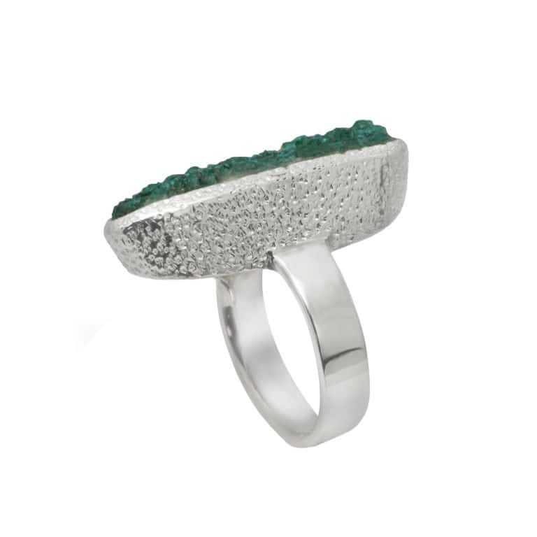 Ring mit Dioptas (Kupfersmaragd) aus 925 Silber – Bild 2