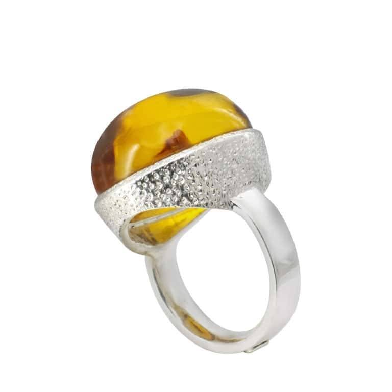 Ring mit Bernstein aus 925 Silber – Bild 2