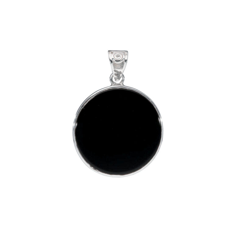 Anhänger mit Onyx & Blume des Lebens aus 925 Silber