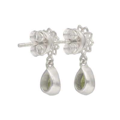 Earrings pendant with peridot & mandala made of 925 silver - Image 3