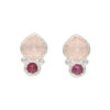 Ohrstecker mit Rosenquarz & Rubin aus 925 Silber