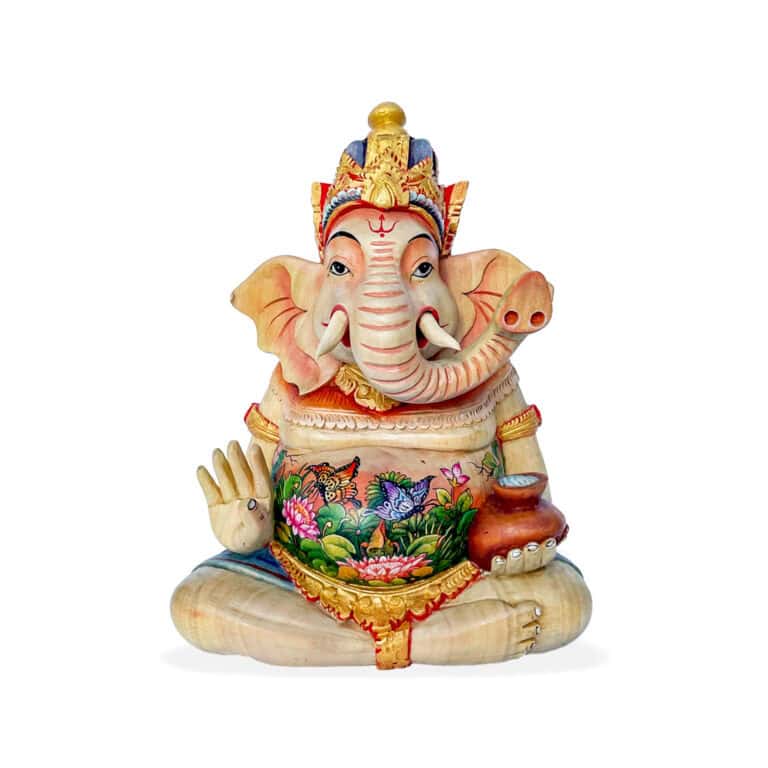 Ganesha Handbemalt aus Krokodilholz