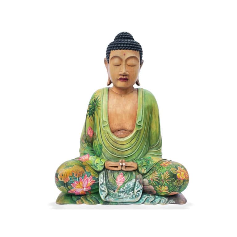 Extra Large Buddha Statue Hand Painted Crocodile Wood