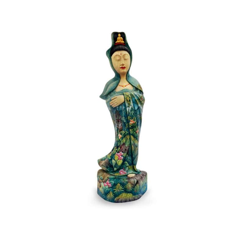Guan Yin Handbemalt aus Krokodilholz