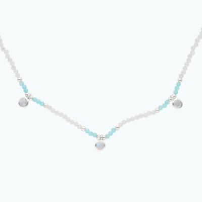 Necklace with Amazonite & Moonstone made of 925 Silver