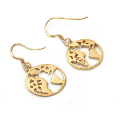 Earrings with disc made of 925 silver, 1.5 micron gold-plated