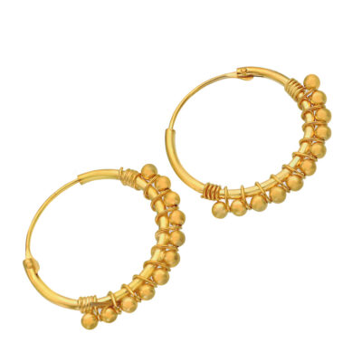 Earrings hoop earrings with balls made of 925 silver 1.5 micron gold-plated