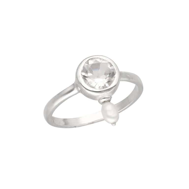 Set mit Kristall & Perle aus 925 Silber