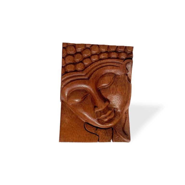 Verschlussdose mit Buddhakopf aus Suarholz