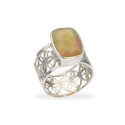 Ring mit Opal & Blume des Lebens aus 925 Silber – Bild 3