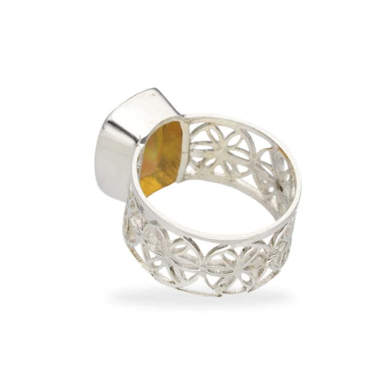 Ring mit Opal & Blume des Lebens aus 925 Silber – Bild 2