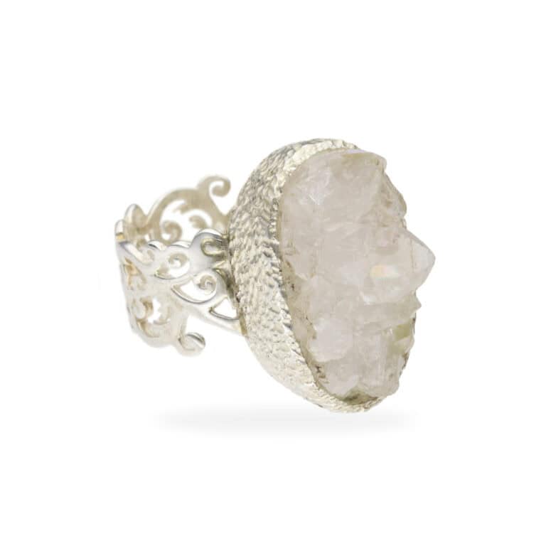 Ring mit Kristalldruse aus 925 Silber – Bild 2