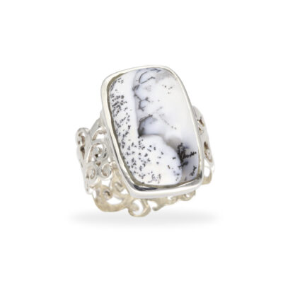 925 silver dendrite agate ring