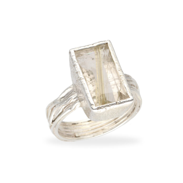 Ring mit Gold-Rutilquarz aus 925 Silber