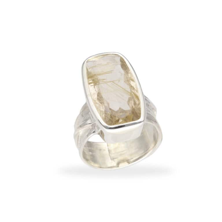 Ring mit Gold-Rutilquarz aus 925 Silber – Bild 2