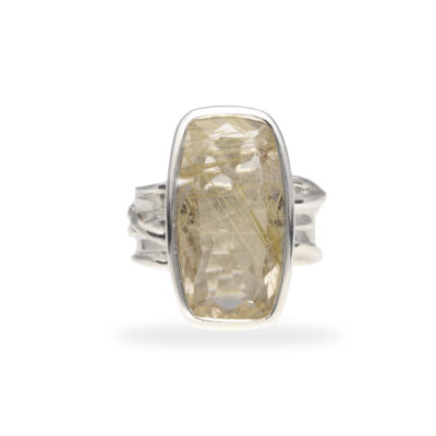 Ring mit Gold-Rutilquarz aus 925 Silber