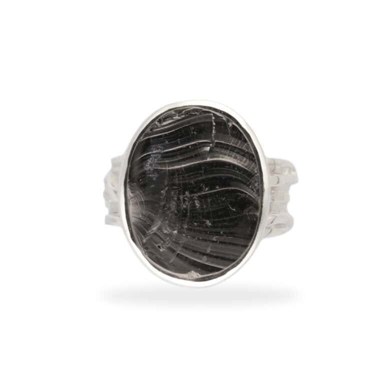Ring with shungite made of 925 silver