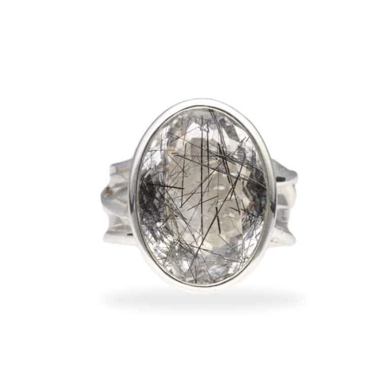 Ring with tourmaline quartz made of 925 silver