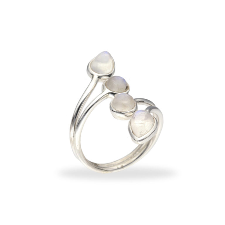 Ring mit 4 Mondsteinen aus 925 Silber - Größe 57 – Bild 5