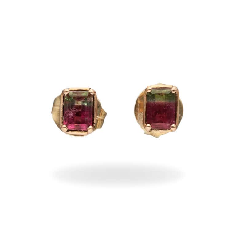 Ohrstecker mit Melonenturmalin aus 750 Gold