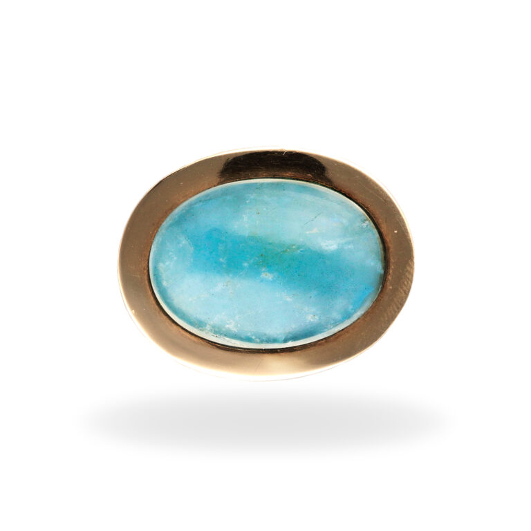 Ring mit Aquamarin aus 925 Silber und Goldrand