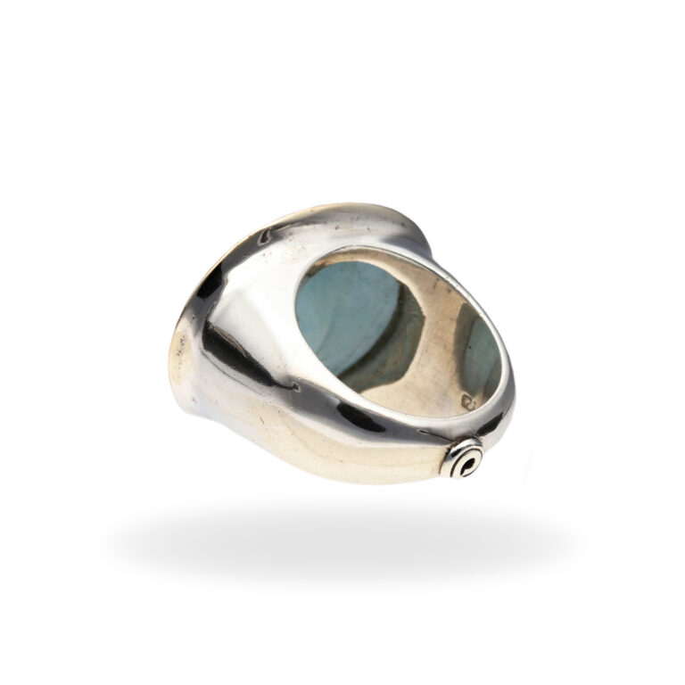 Ring mit Aquamarin aus 925 Silber und Goldrand – Bild 3