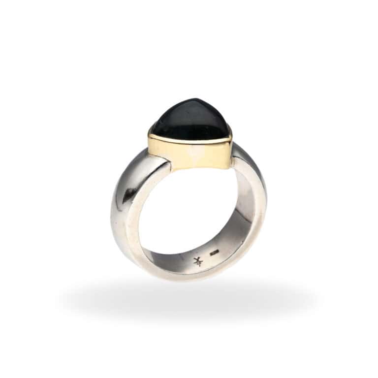 Ring mit Turmalin aus 925 Silber und Goldfassung – Bild 2