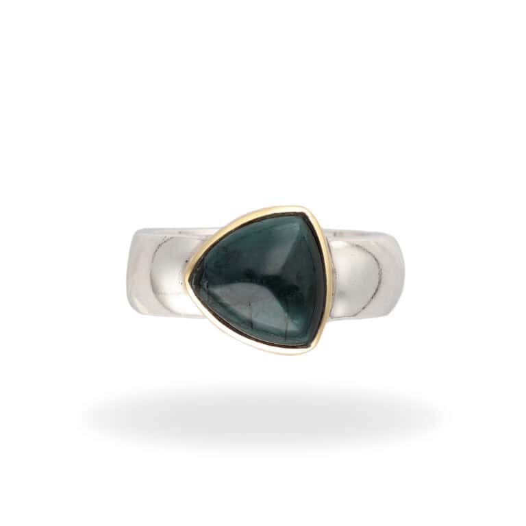 Ring mit Turmalin aus 925 Silber und Goldfassung – Bild 3