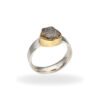 Ring with rough diamond in 925 silver and gold-plated setting - Image 3
