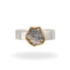 Ring with rough diamond in 925 silver and gold-plated setting - Image 2