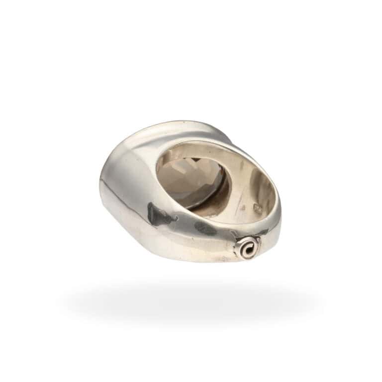 Ring mit Rauchquarz aus 925 Silber und Goldrand – Bild 3