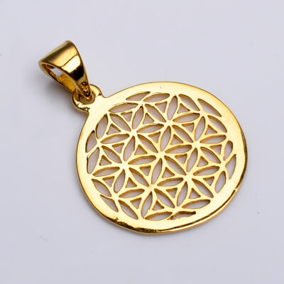 Pendant with Flower of Life made of 925 silver 2.0 micron gold-plated