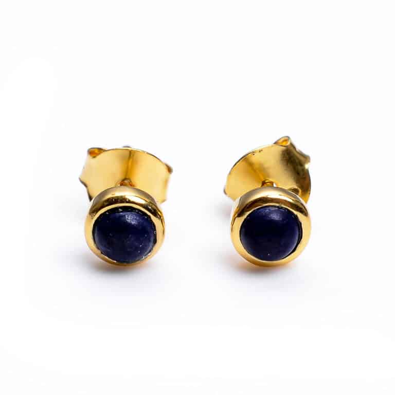 Lapis Lazuli Stud Earrings in 925 Silver 1.0 Micron Gold Plated