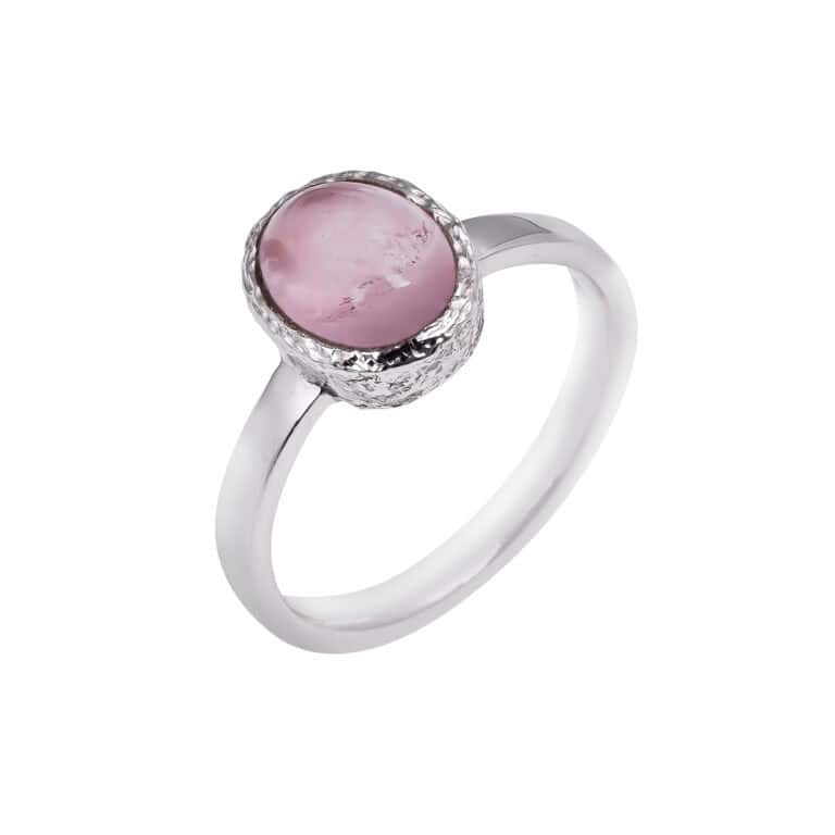 Ring with rose quartz made of 925 silver