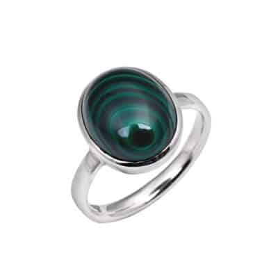 Ring with malachite made of 925 silver