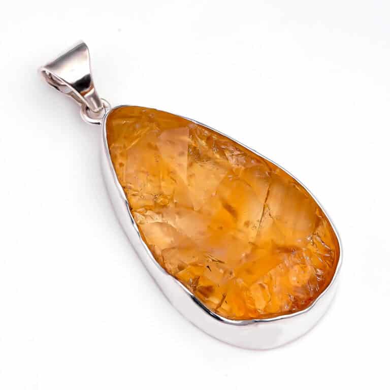 AH-ST-152 | Pendant with citrine (rough stone) made of 925 silver and movable pendant