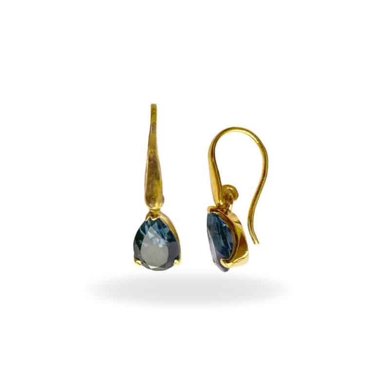 Earrings with London Blue Topaz made of 925 silver 1.0 micron gold-plated